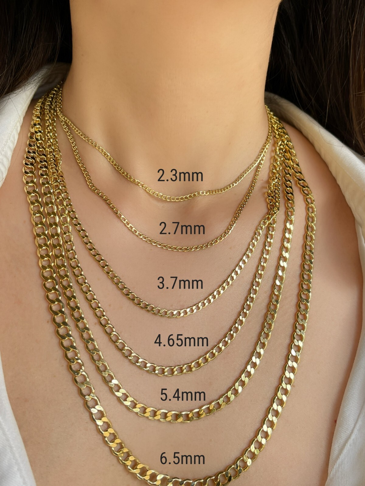 14K Real Gold Open Cuban Curb Link Chain 2.3-6.5mm Diamond Cut Necklace Unisex