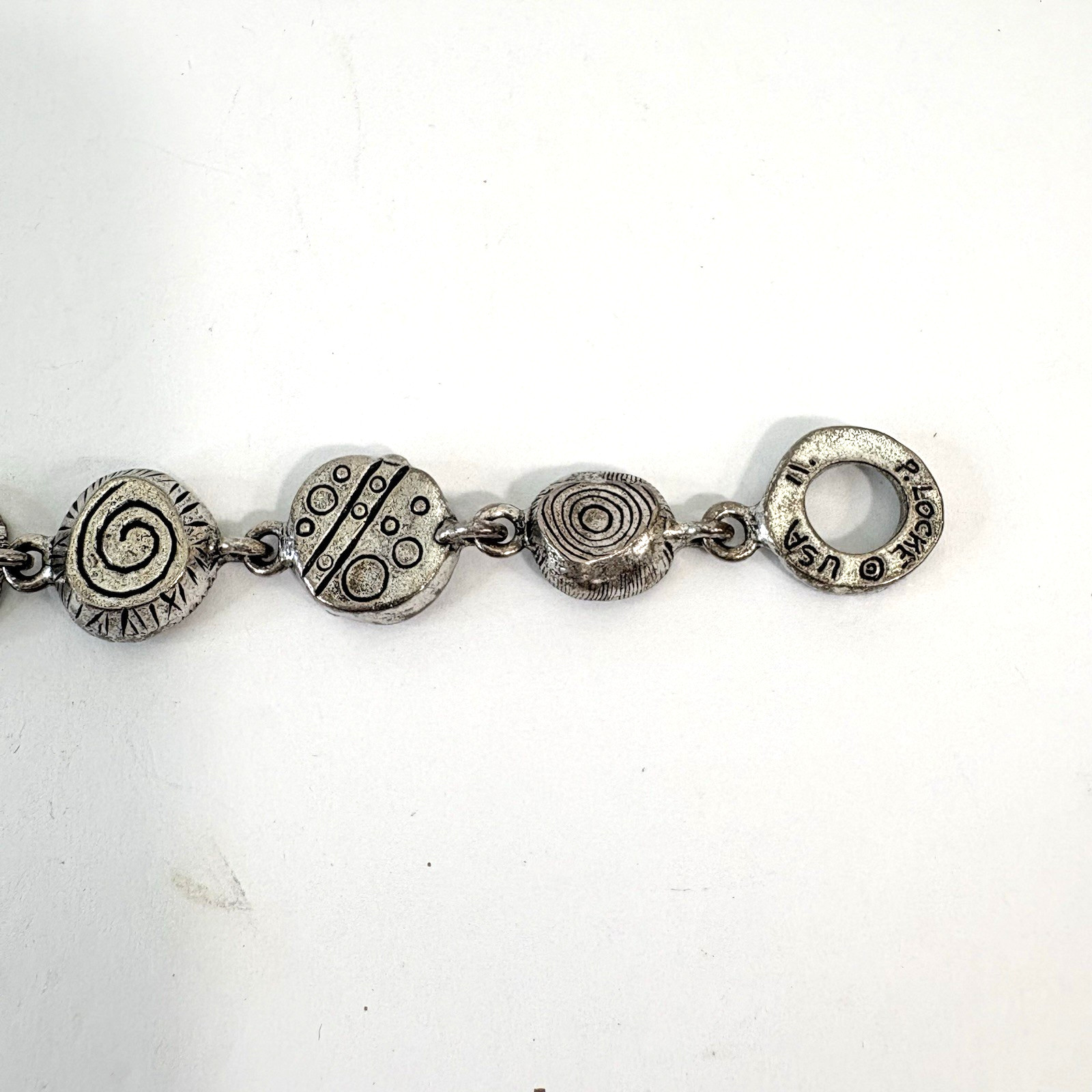Patricia Locke Bracelet Silver Plate Swarovski Crystals Toggle 7.5″ Signed