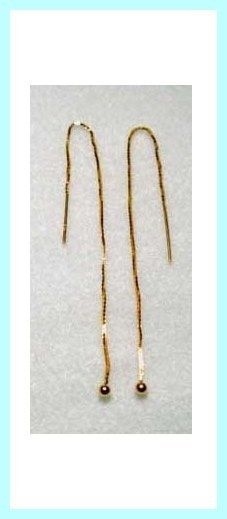 1 Pair Threader VERMEIL (14k GOLD over Sterling SIlver EAR THREADS 5″ Ball End