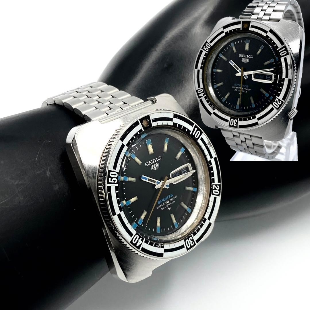 Seiko 5 Sport Rally Diver 5126-8130 Automatic 1969 Rare Black Dial Men’s Watch