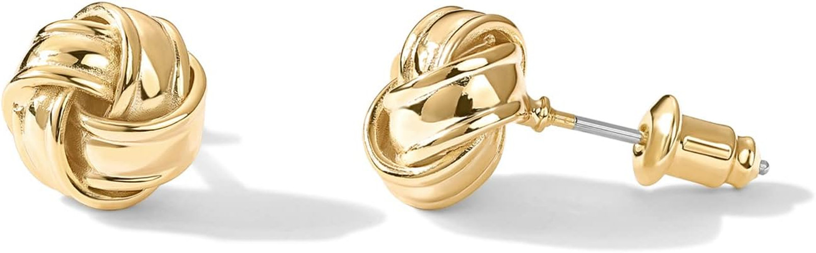 14K Gold Plated 925 Sterling Silver Post Love Knot Stud Earrings | Gold Earrings