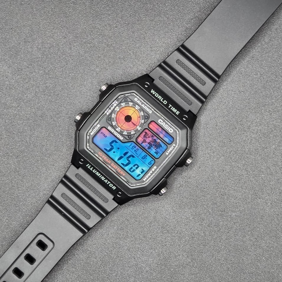 CASIO AE-1200WHD. Royale World Time Watch Mod. Ice & Fire Mod.