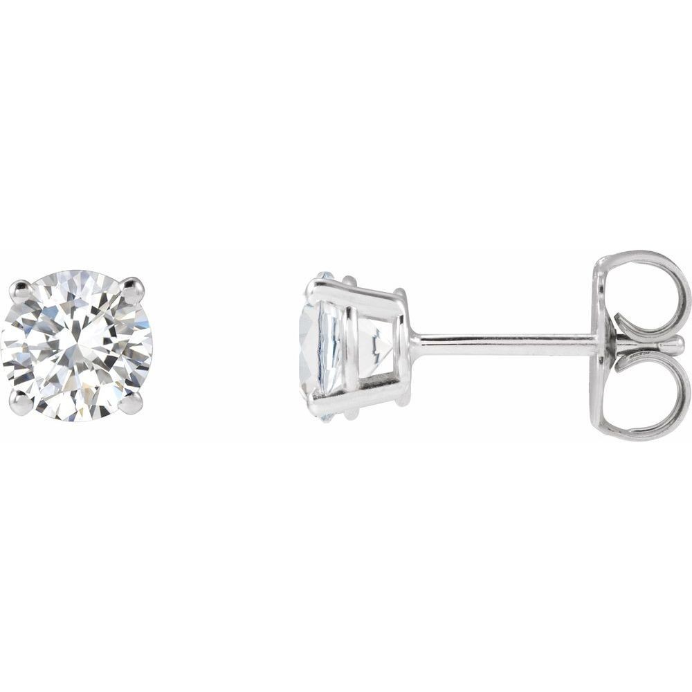 1 CTW Lab-Grown Diamond Earrings 14K White Gold Solitaire Round VS F+