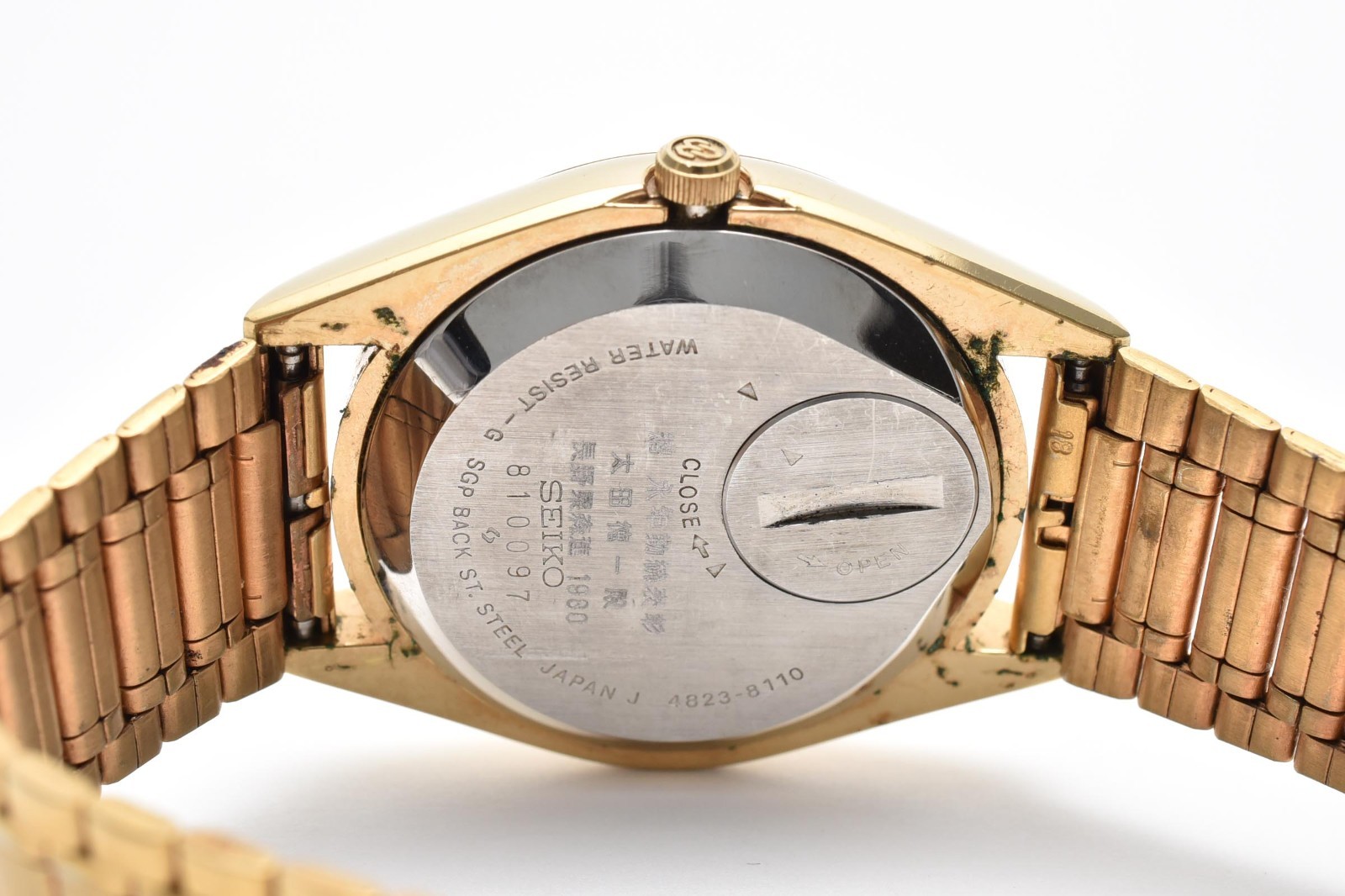 Vintage 1975 [ N MINT ] SEIKO King Quartz 4823-8110 Cream Dial Gold Watch JAPAN