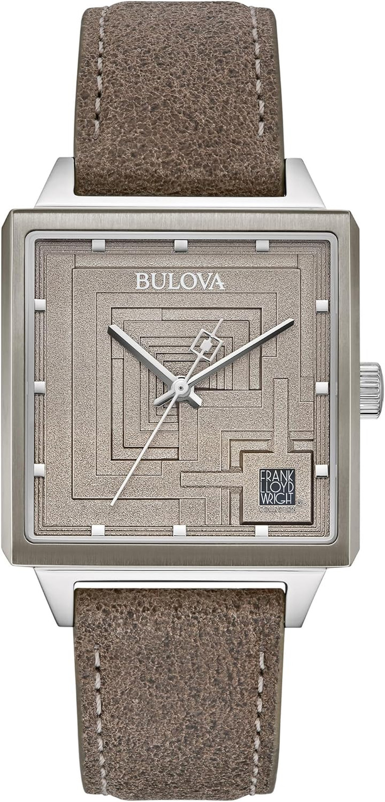 Frank Lloyd Wright ‘Ennis House’ Limited Edition Men’s Silver Watch, Grey Strap