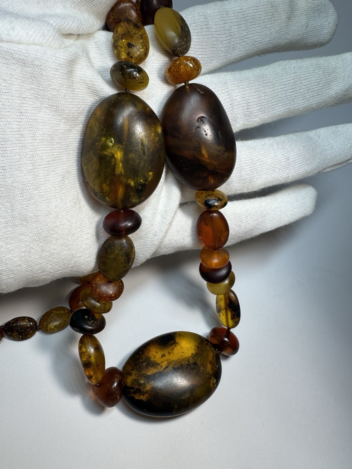 Natural Baltic Amber Statement Necklace, Dark Cognac Butterscotch 79g 80cm