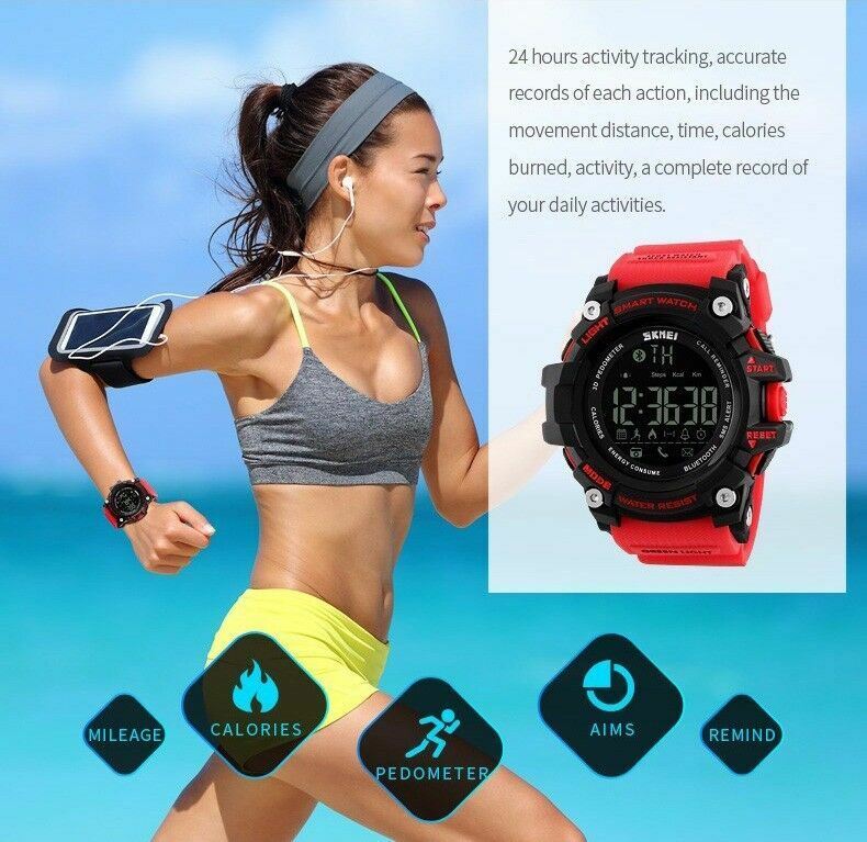 Bluetooth Waterproof Sport Smart Watch Phone Mate For Android IOS iPhone Samsung