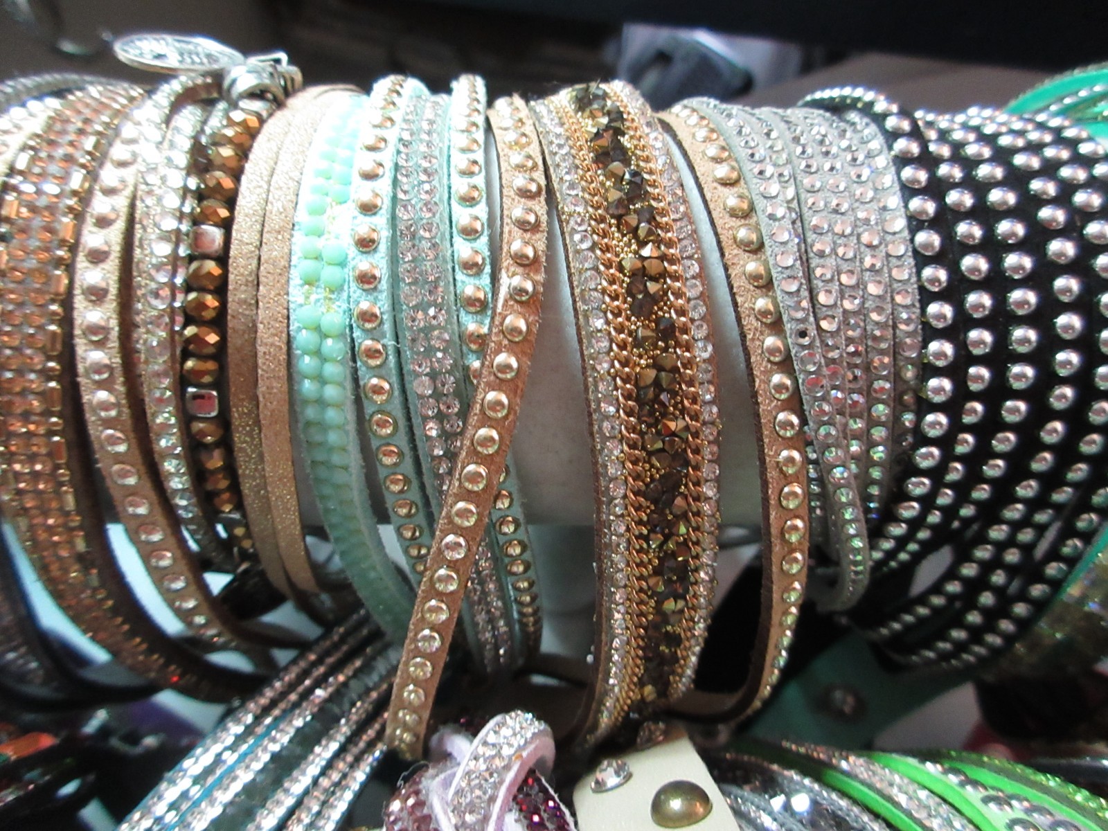 Lot 24 Assorted Double Wrap Bracelets Styles Colors Crystals Vary 7.5″ Adjust B