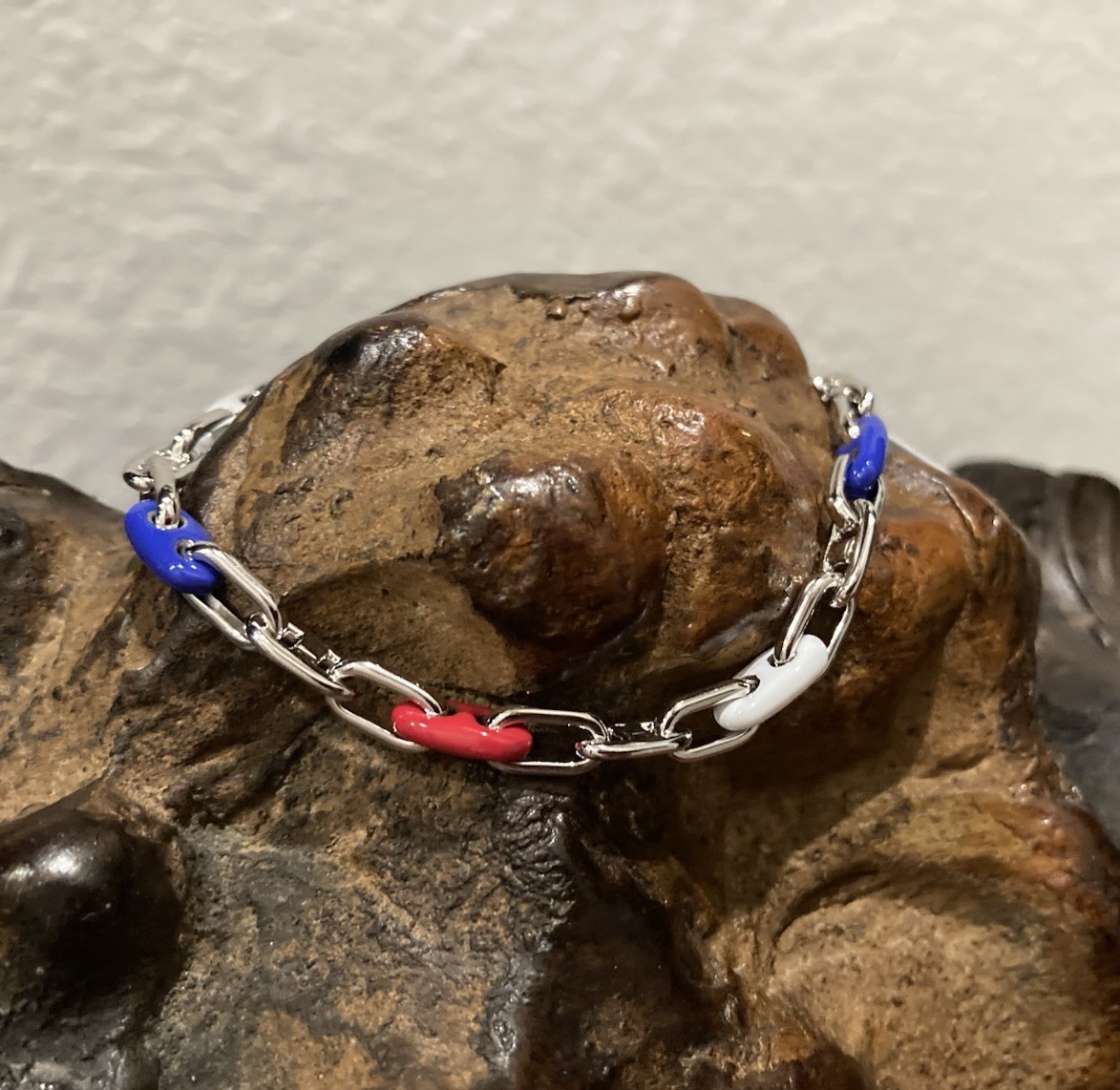 Kendra Scott Bailey Red White Blue Mix Silver Chain Bracelet NWT