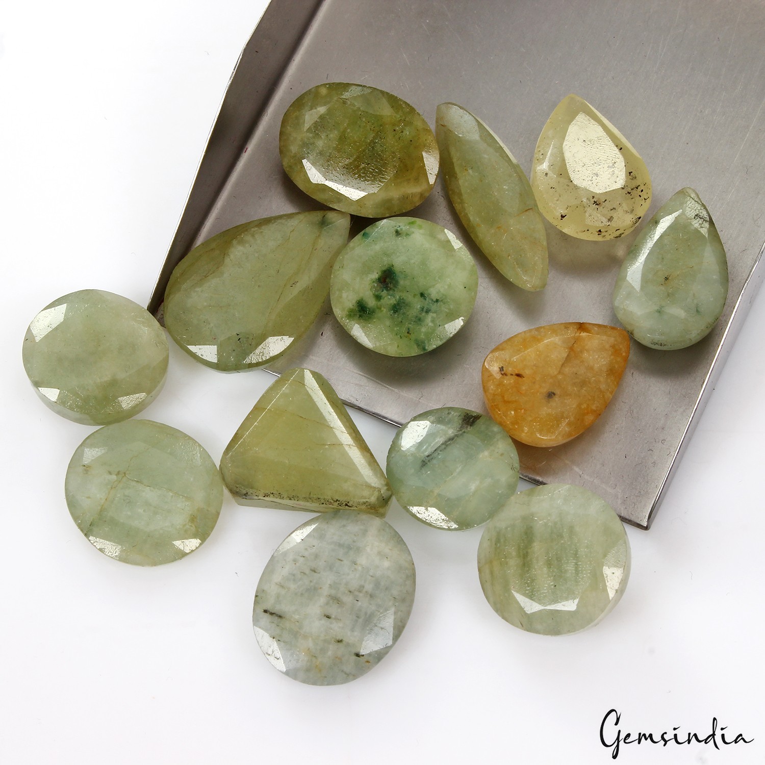 172.20 Cts/13 Pcs Natural Untreated Green Yellow Beryl Mixed Cut Loose Gems Lot