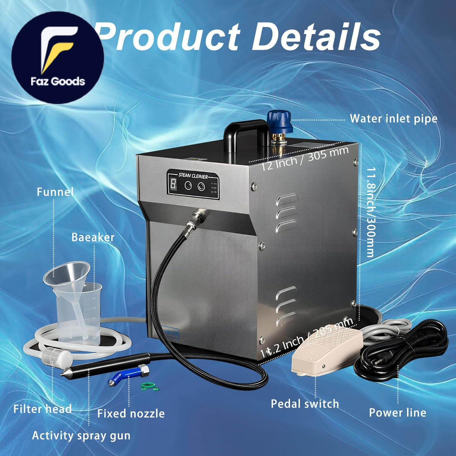 1300W Professional Jewelry Steam Cleaner 2L Stainless-Steel Jewelry Cleaning Mac