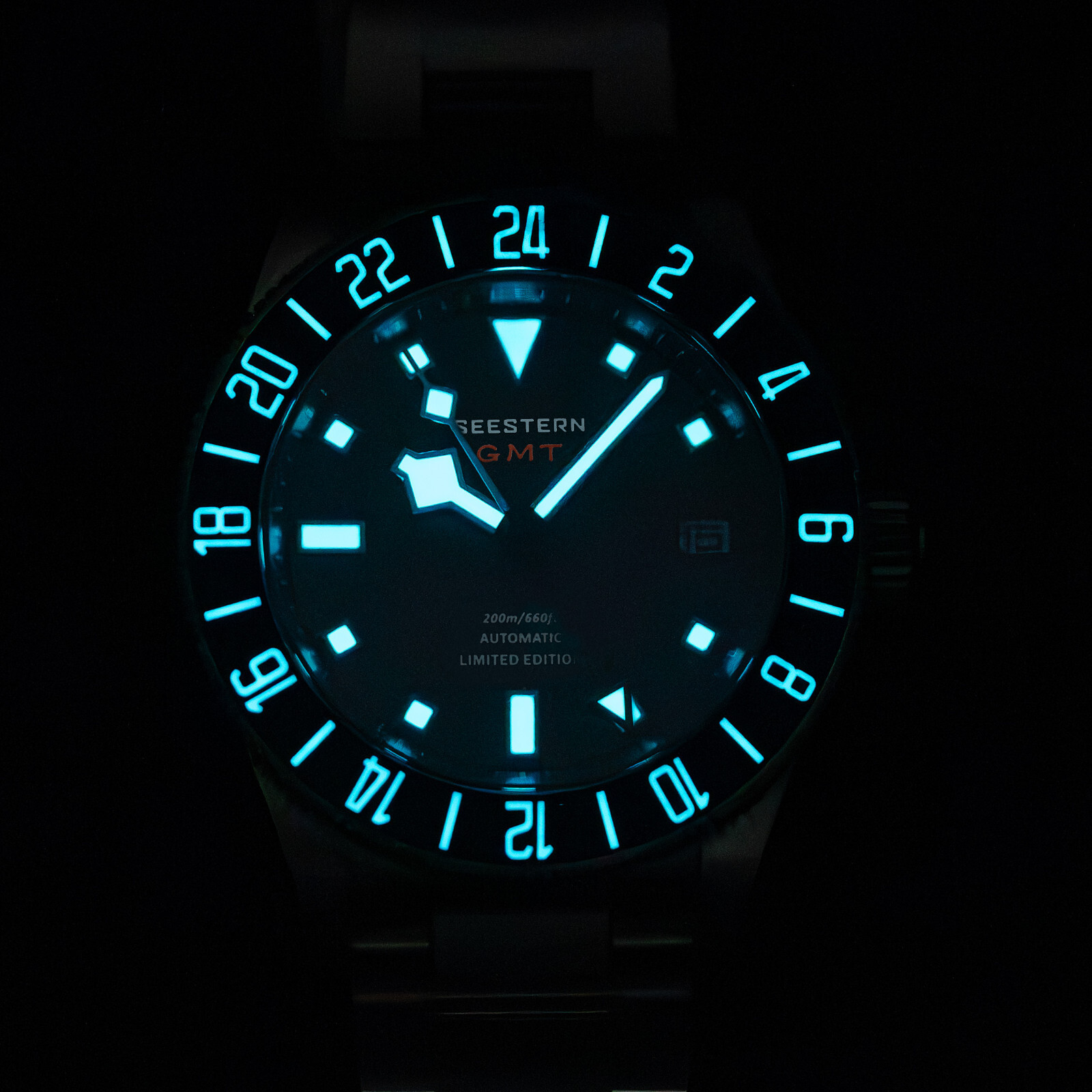 1PC SEESTERN S462.E Titaniumn GMT Professional Diver Limited Edition Mens Watch