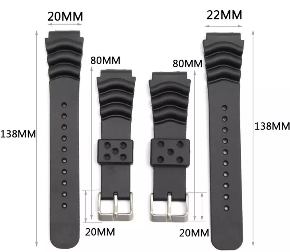 CITIZEN SEIKO COMPATBILE BLACK BUCKLE RUBBER DIVER SPORT WATCH STRAP BAND