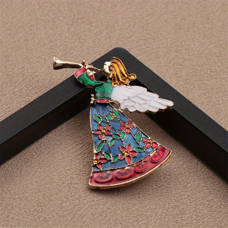 Elegant Enamel Angel Brooch Pin, Fashion Accessory for Clothing, Bags, and Hats