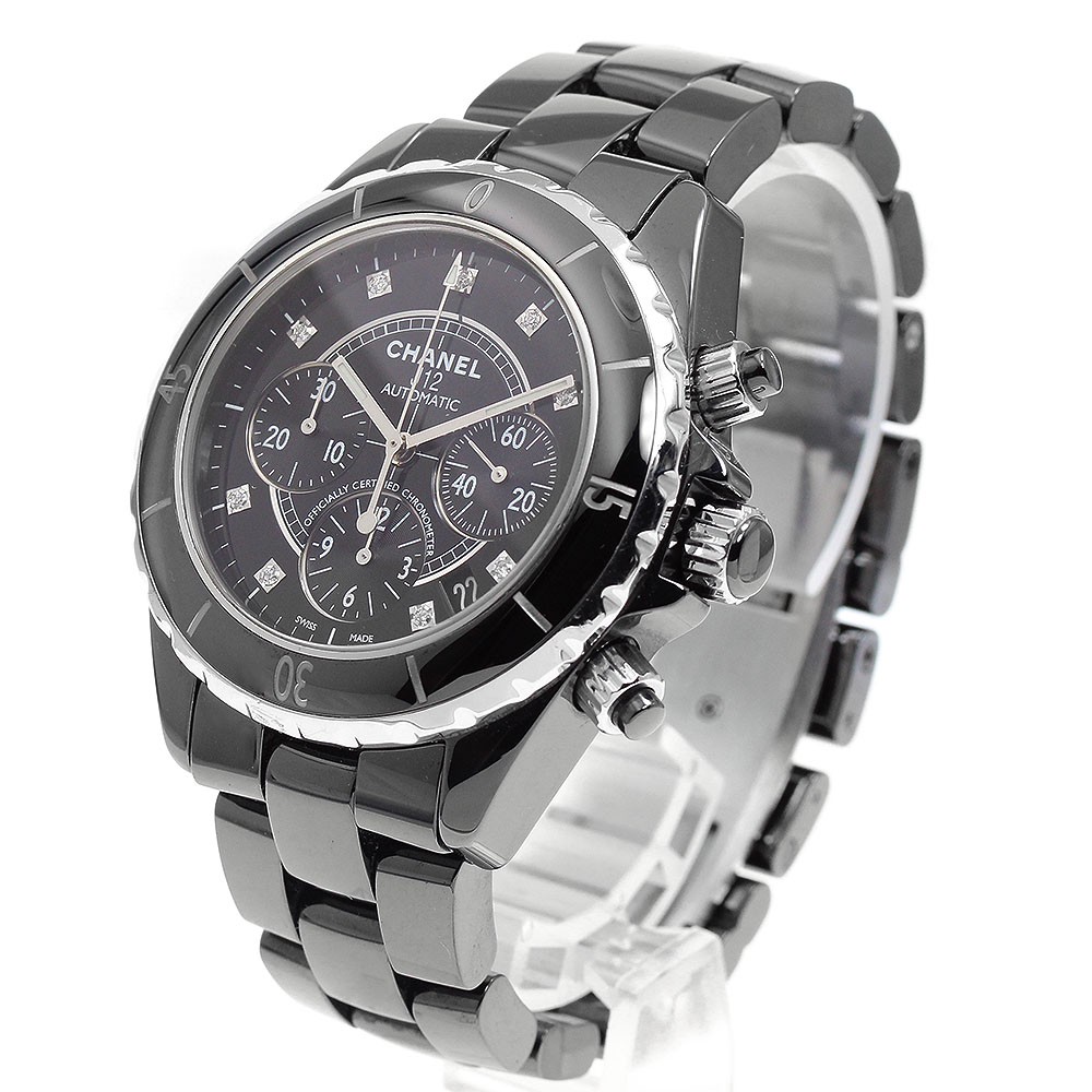 CHANEL J12 H2419 Chronograph 9P Diamond Black Dial Automatic Men’s Watch_942741