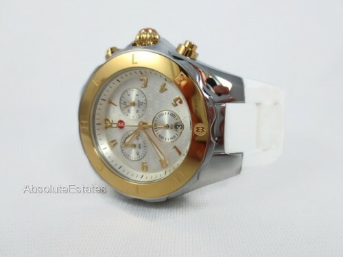 NEW Michele Jelly Bean Tahitian White Two Tone Gold & Silver Watch MWW12F000094