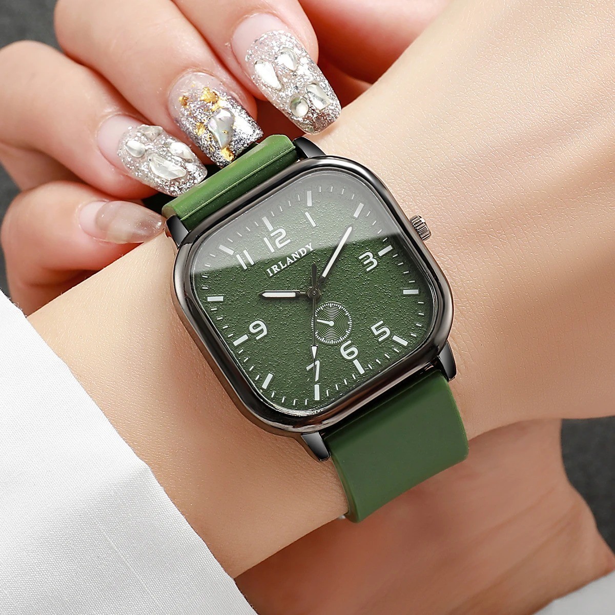 Square Quartz Watch Silicone Strap Casual Sports Men Women