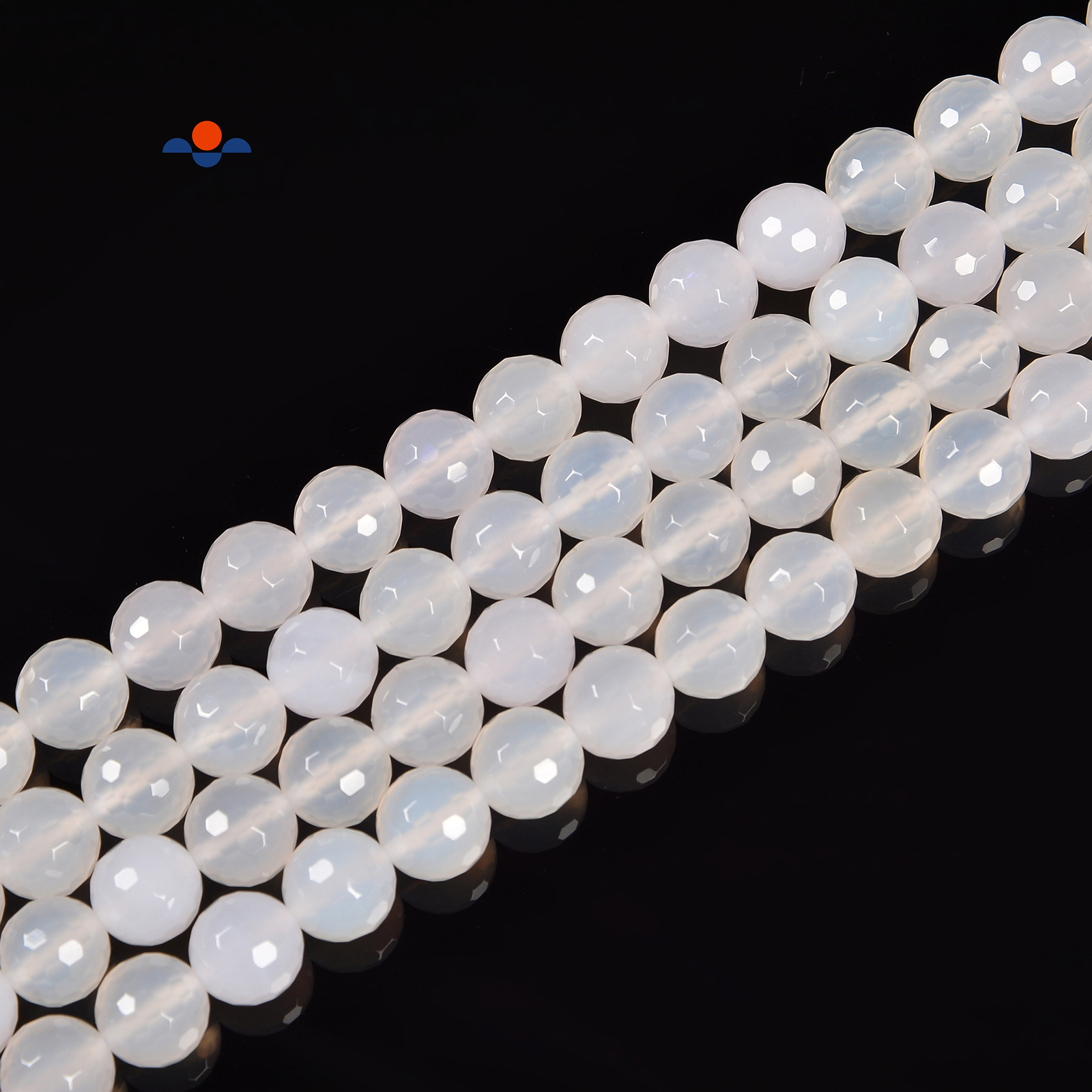 Natural Translucent White Agate Faceted Round Beads Size 8mm 10mm 15.5” Strand