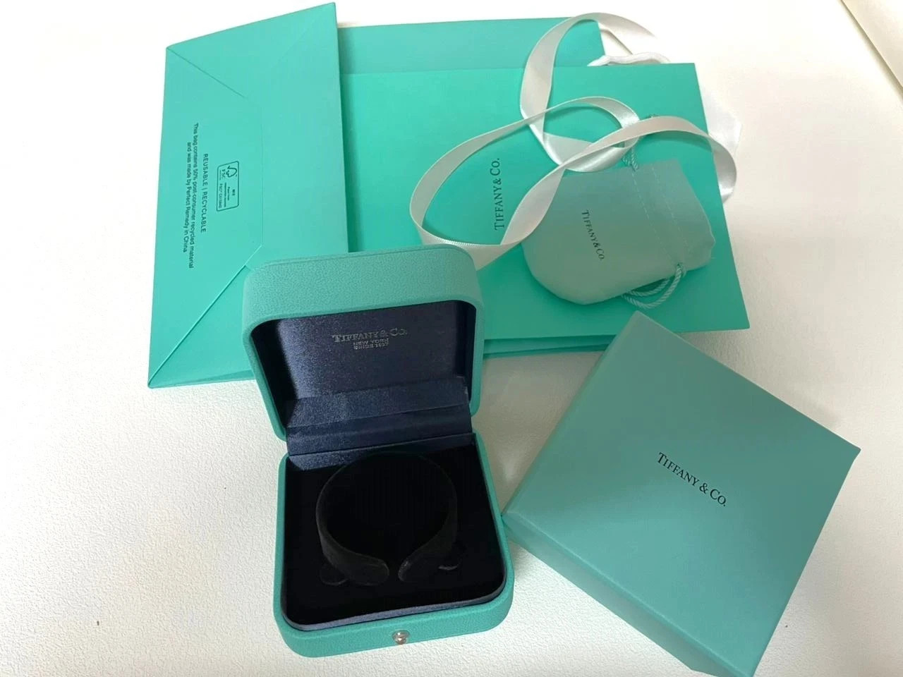Tiffany & Co Watch or Bracelet Presentation Gift Storage Box in Blue Leather