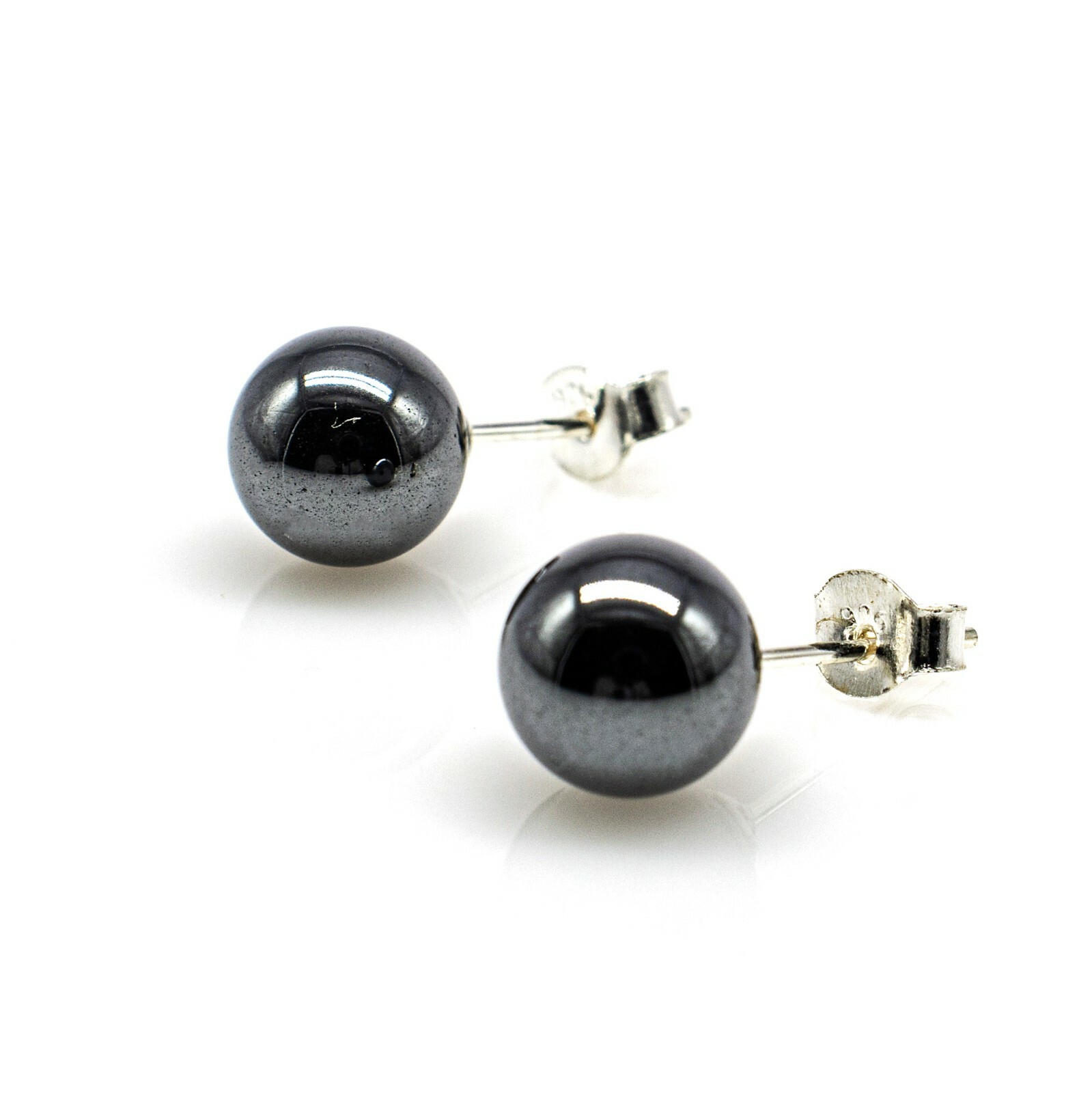 925 Sterling Silver Hematite Pearl Earring 8mm