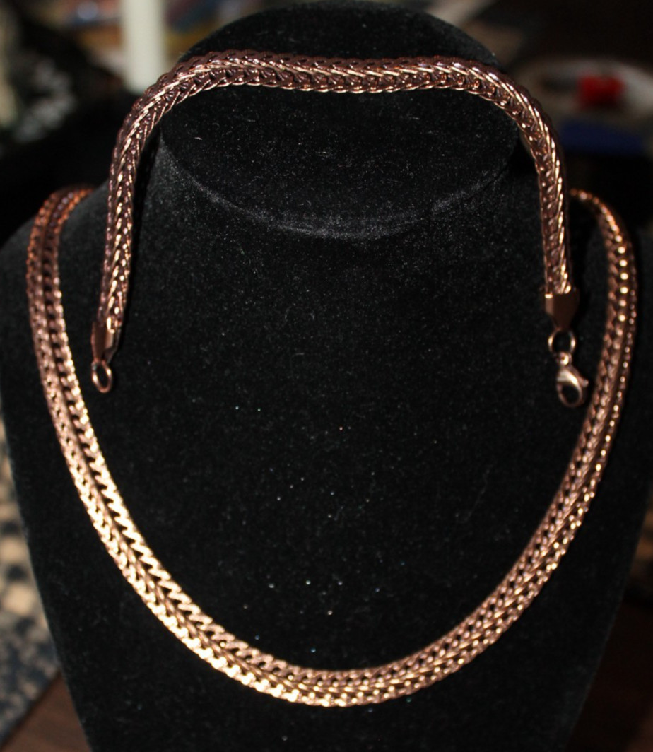 Bronze Stainless Steel Chain Necklace and Bracelet Set