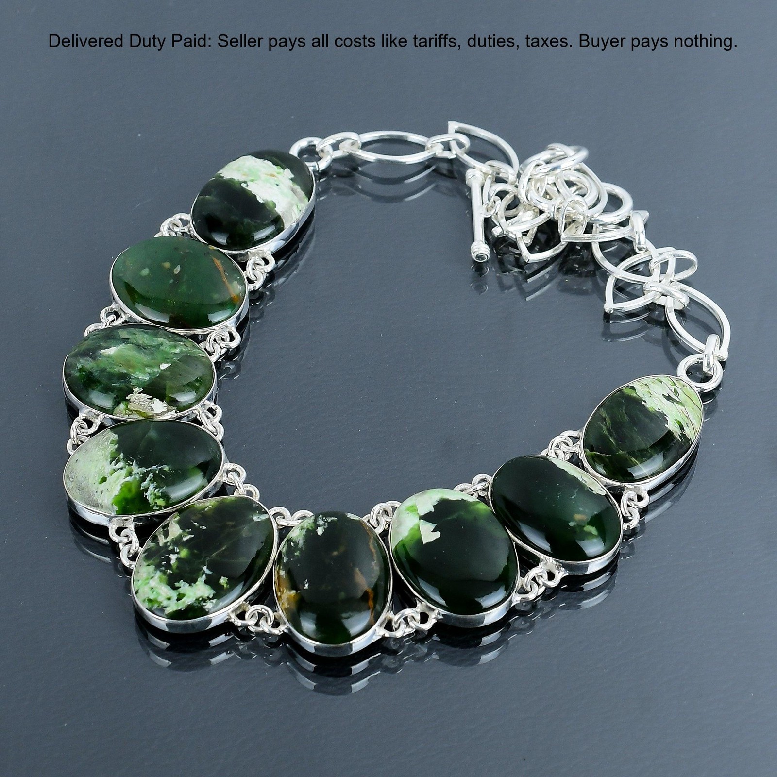 Australian Chrome Chalcedony Stone Sterling Silver Chain Engagement New Necklace