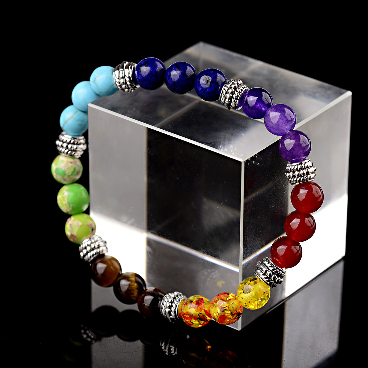 7 Chakra Natural Stone Reiki Energy Healing Women Men Charm Bracelets Jewelry