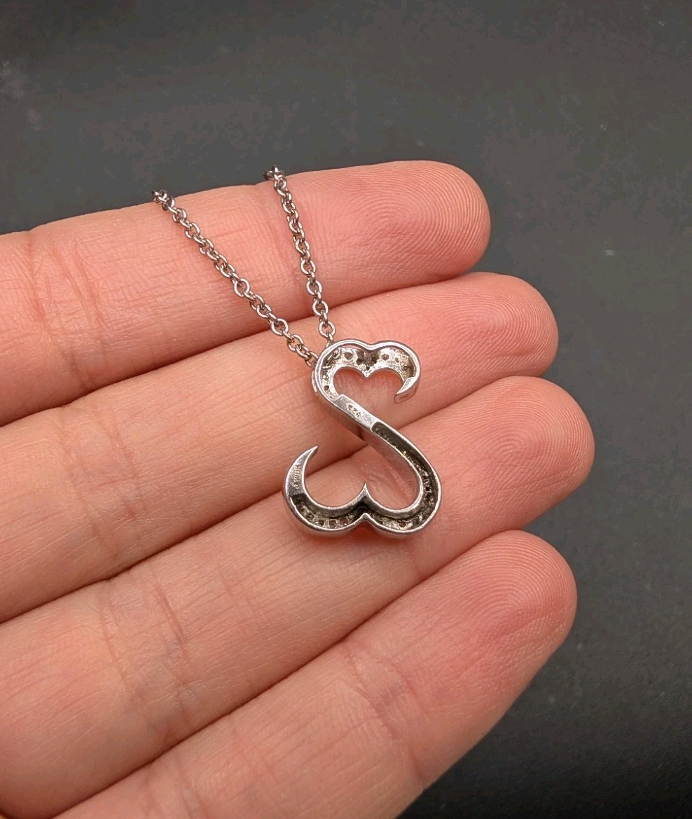 Sterling 925 JWBR Jane Seymour Open Hearts Diamond Pendant On 18″ Chain Necklace