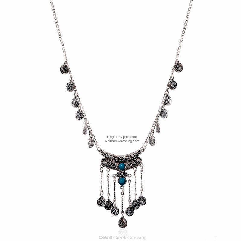 TURQUOISE STONES GYPSY SOUL – BEACH ETHNIC TRIBAL NECKLACE JEWELRY – FREE SHIP’