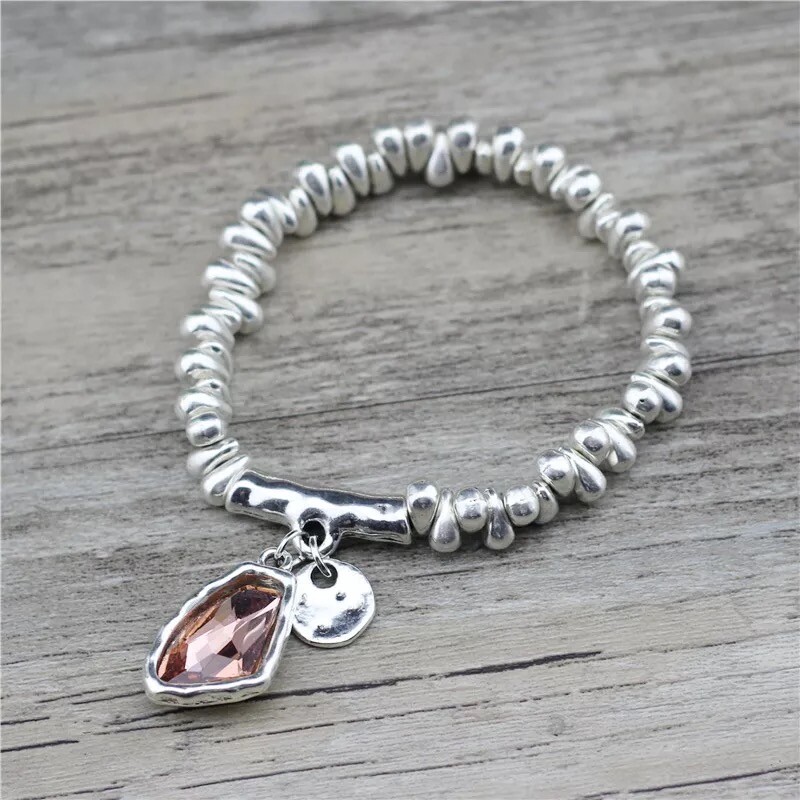 Handmade Uno STYLE De Único 50’s Stretch Bracelet ROSE (B55)