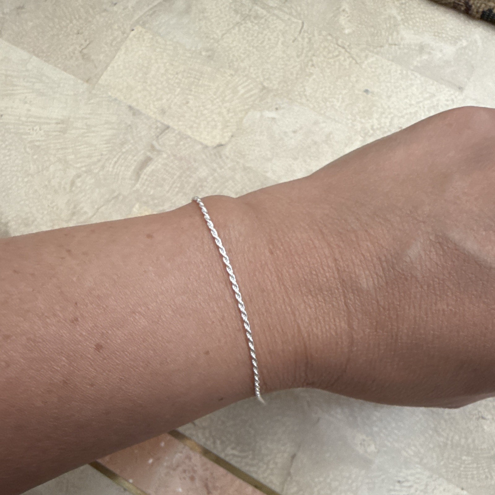 Sterling Silver 925 Rope Chain Bracelet, Lobster Clasp Closure, 8 in