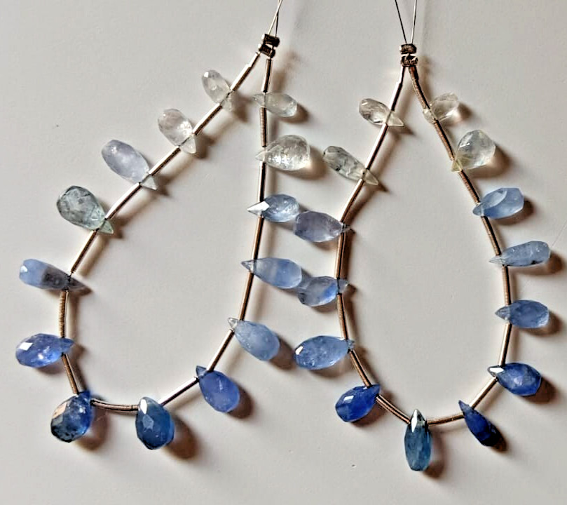 25Cts Natural Sapphire Fine Cut Drop Loose Beads For Jewelry 3×5 – 5x7MM-4″ Apx.