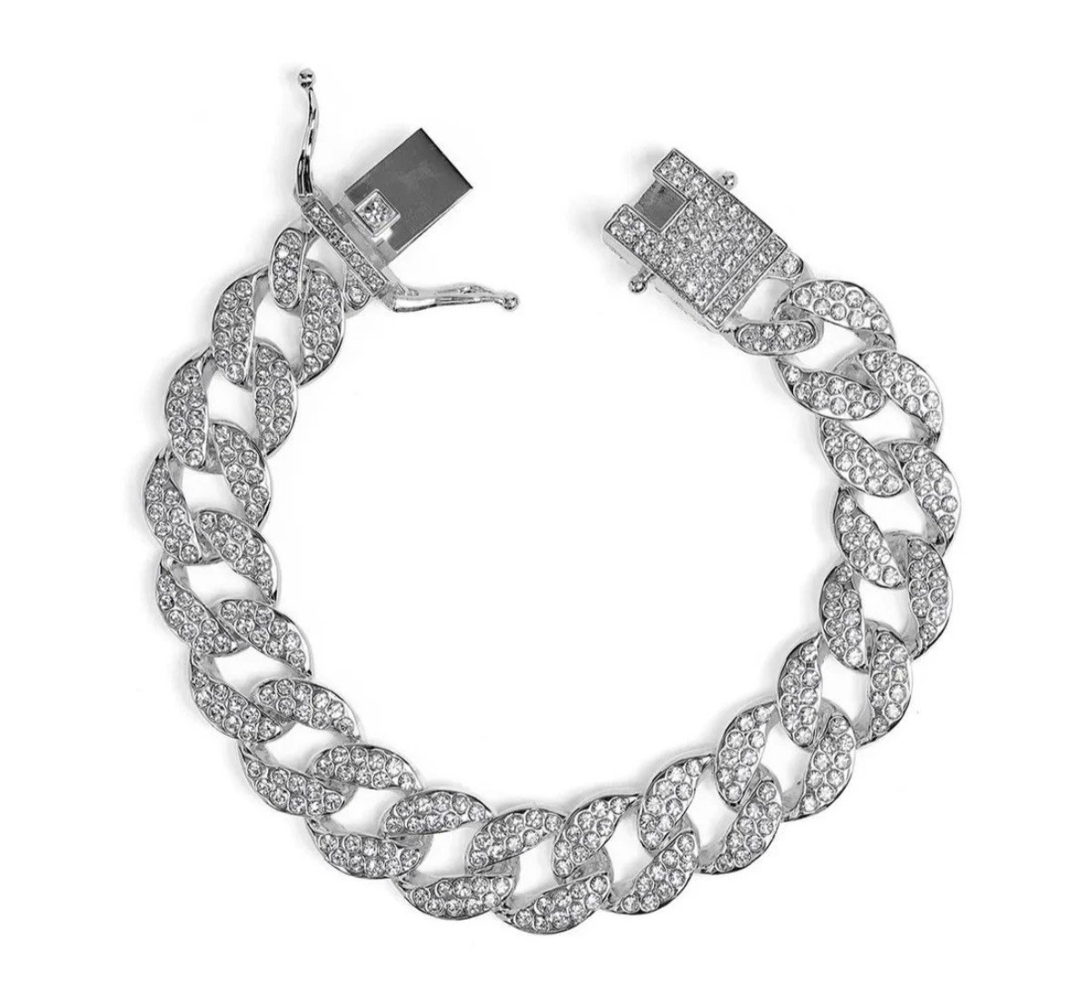 Invicta Elements Iced Out Men’s Silver Cuban Link Chain Bracelet 80831