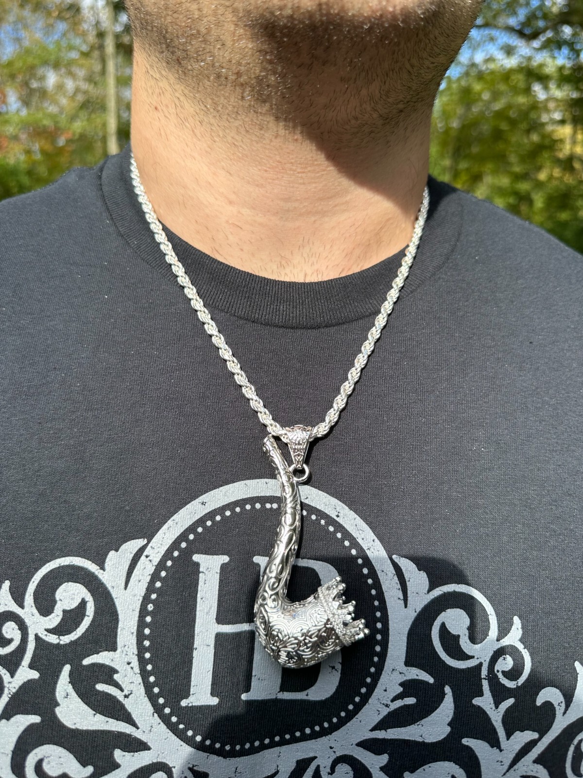 Fully Functional Tobacco Pipe Pendant MOISSANITE Real 925 Silver Iced Hip Hop