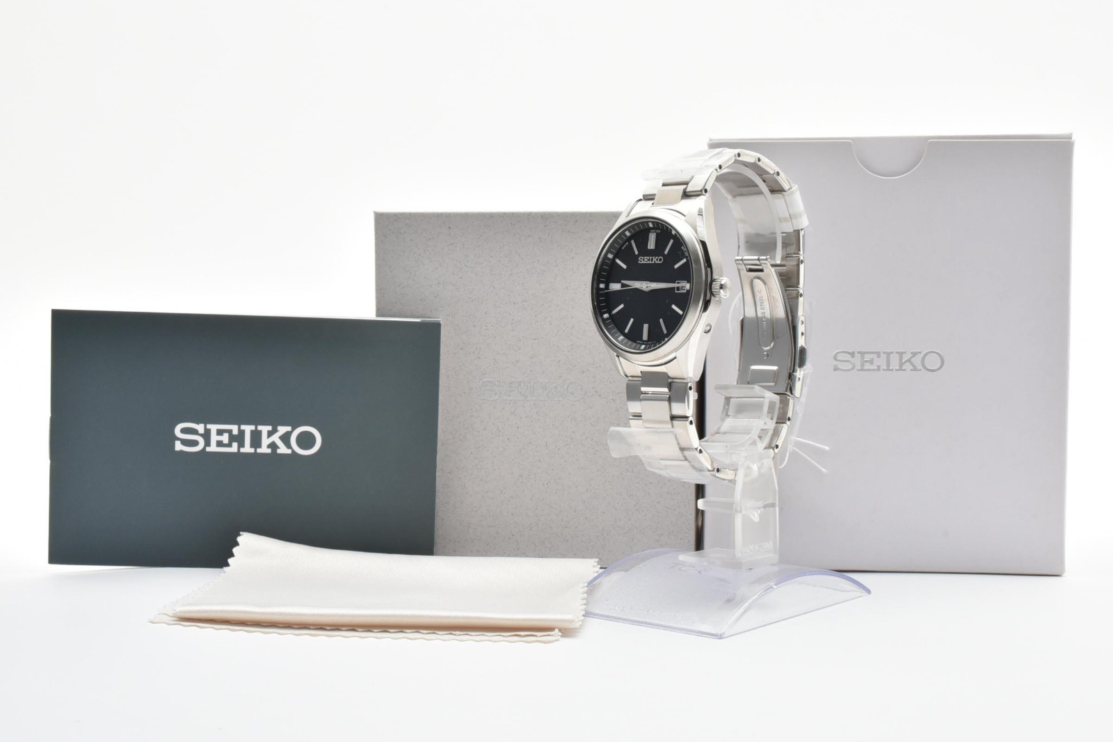 [UNUSED w/Box,Paper] Seiko SBTM323 Black Dial Solar Radio-Controlled Japan