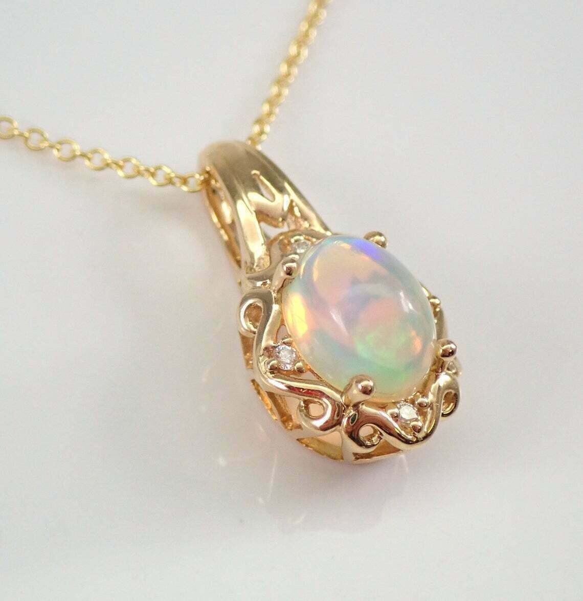 2Ct Oval Cut Opal Gorgeous Women’s Pendant 14K Yellow Gold Over With Free Chain
