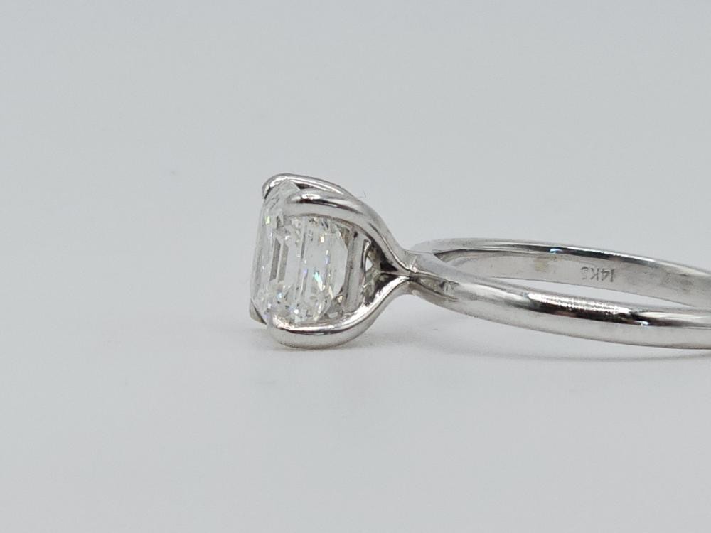 14K White Gold F VS2 2.62 CT Lab Created Asscher Diamond Ring Sz 7 (ML1073650)