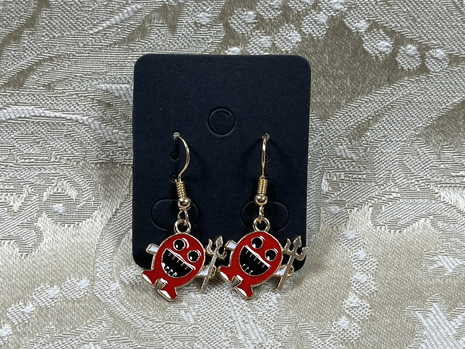 Vintage Burning Man Halloween Gold Dangle Fashion Bohemian Casual Fun Earrings
