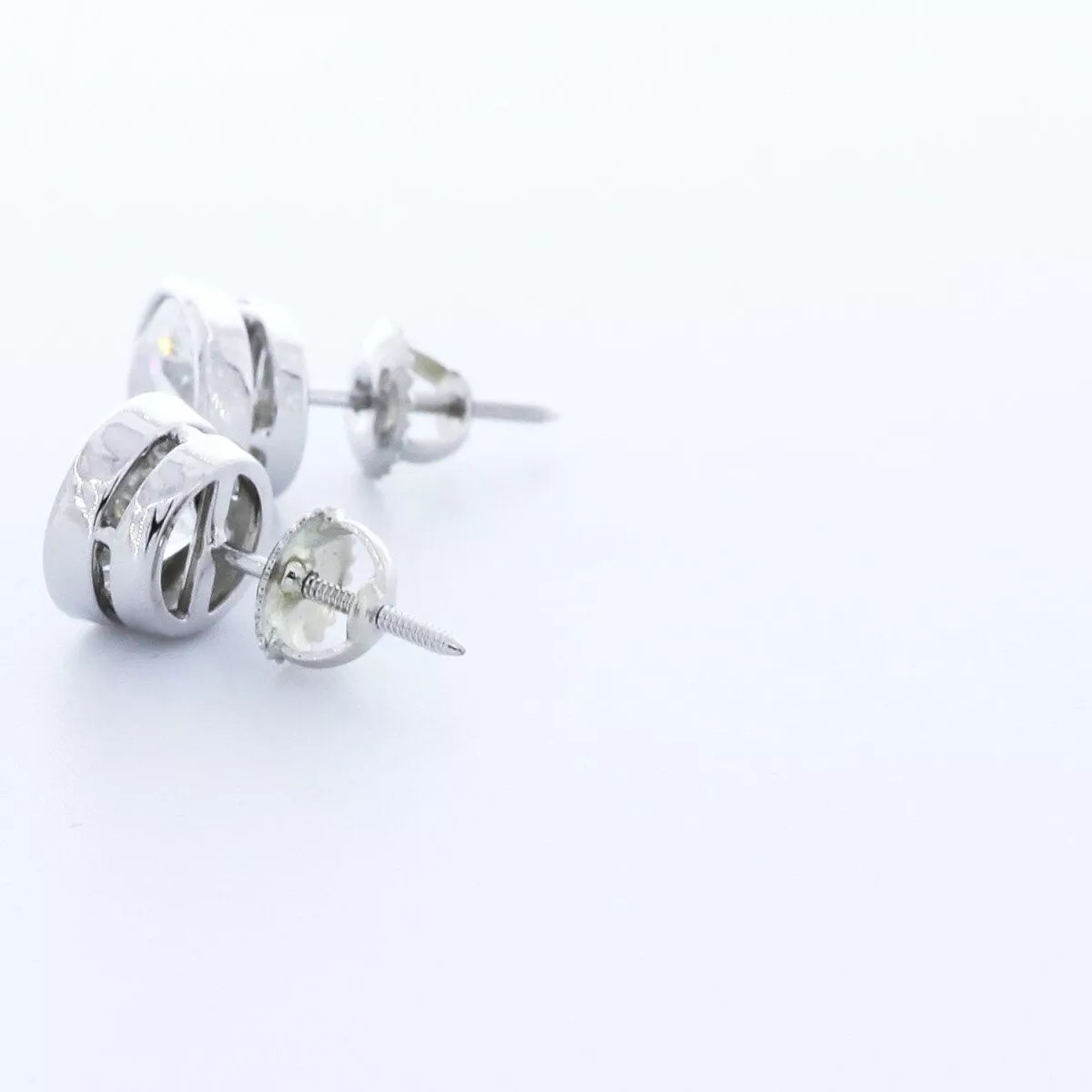 Stud Earrings 14K Gold Classic Bezel Set 3.25 Carat Round Natural Diamond G SI1