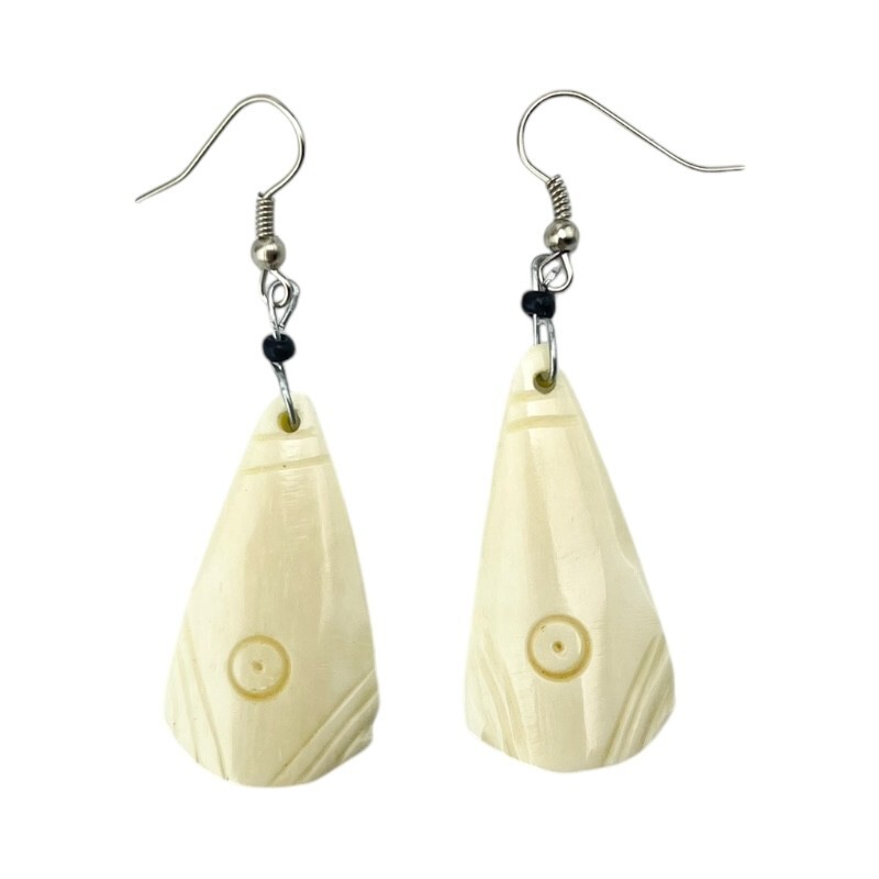 Africa Handmade Bovine Bone Earrings – Carved Earrings – Unique African Jewelry