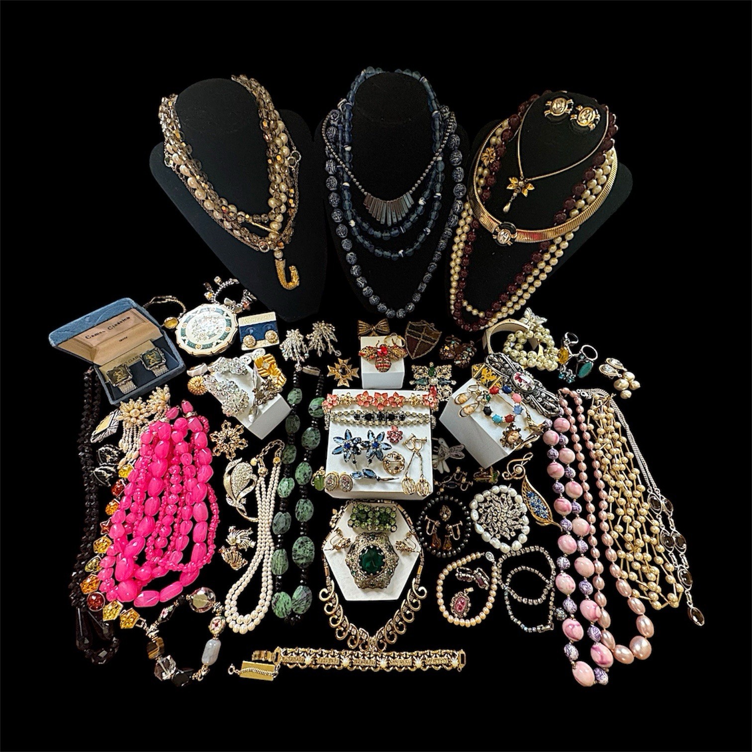 Vtg To Now Rhinestone Costume Jewelry Lot Antique Weiss Germany Sterling 93+ Pcs