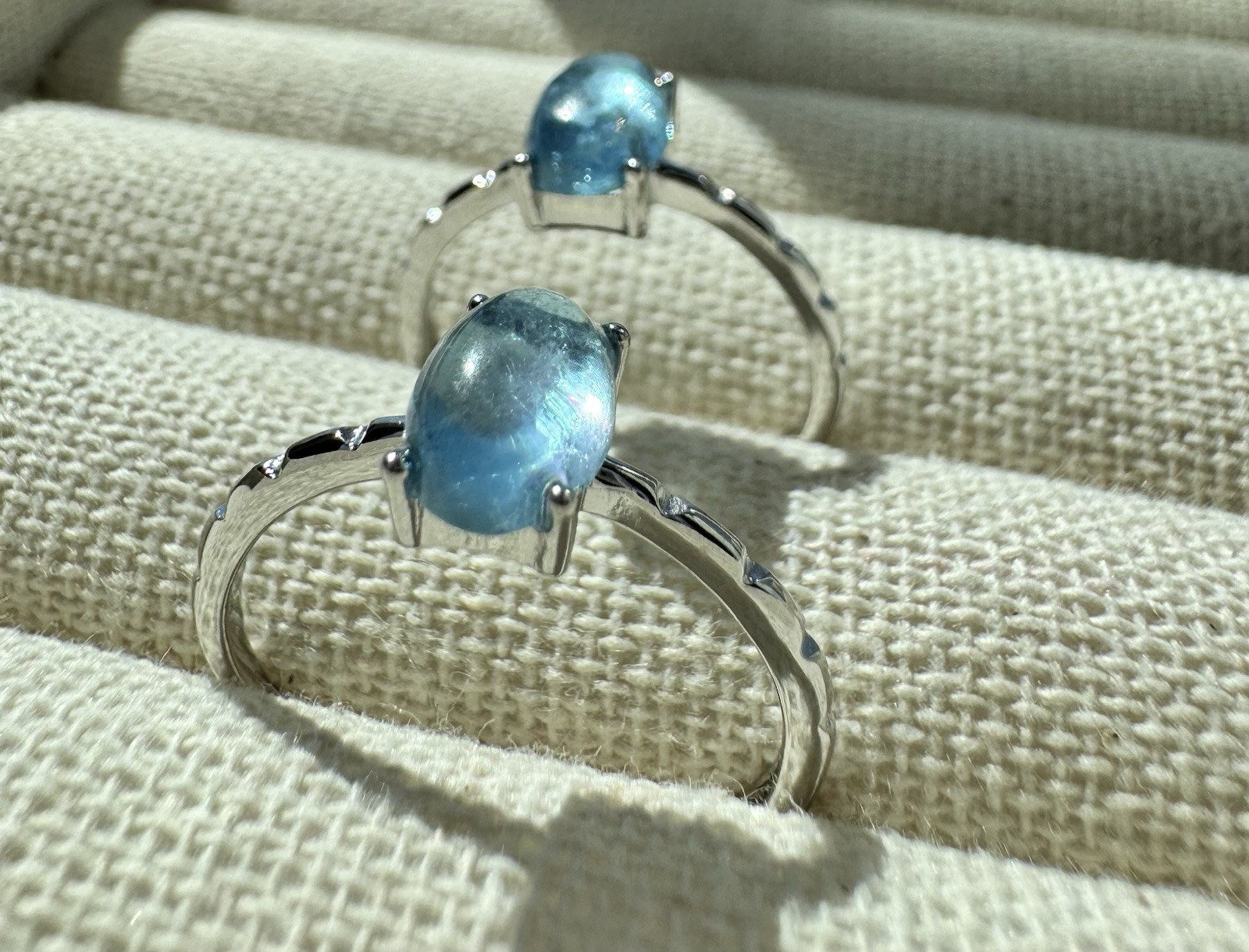 1 Pc Natural Blue Aquamarine Ring 925 Silver 7*5mm