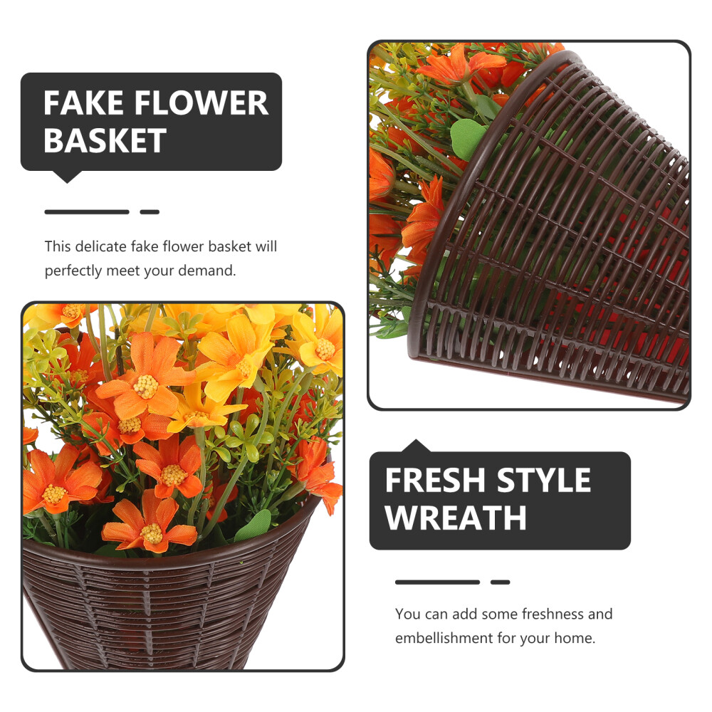 Exquisite Fake Flower Hanging Basket for Indoor Outdoor Use 32X20cm