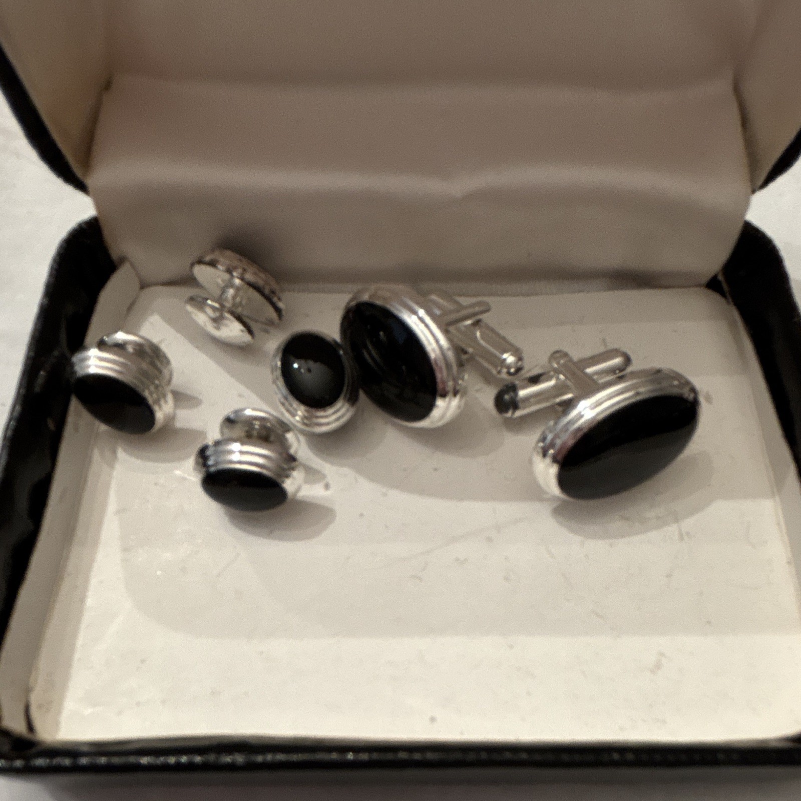 Set Of Cuff links And Dress Shirt Buttons Vintage 1980s