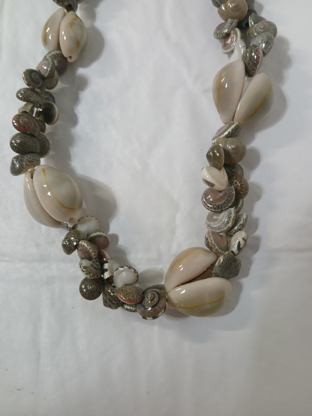 Long Mixed Natural Sea Shell Nautical Ocean Necklace 16” Multi-colored Various