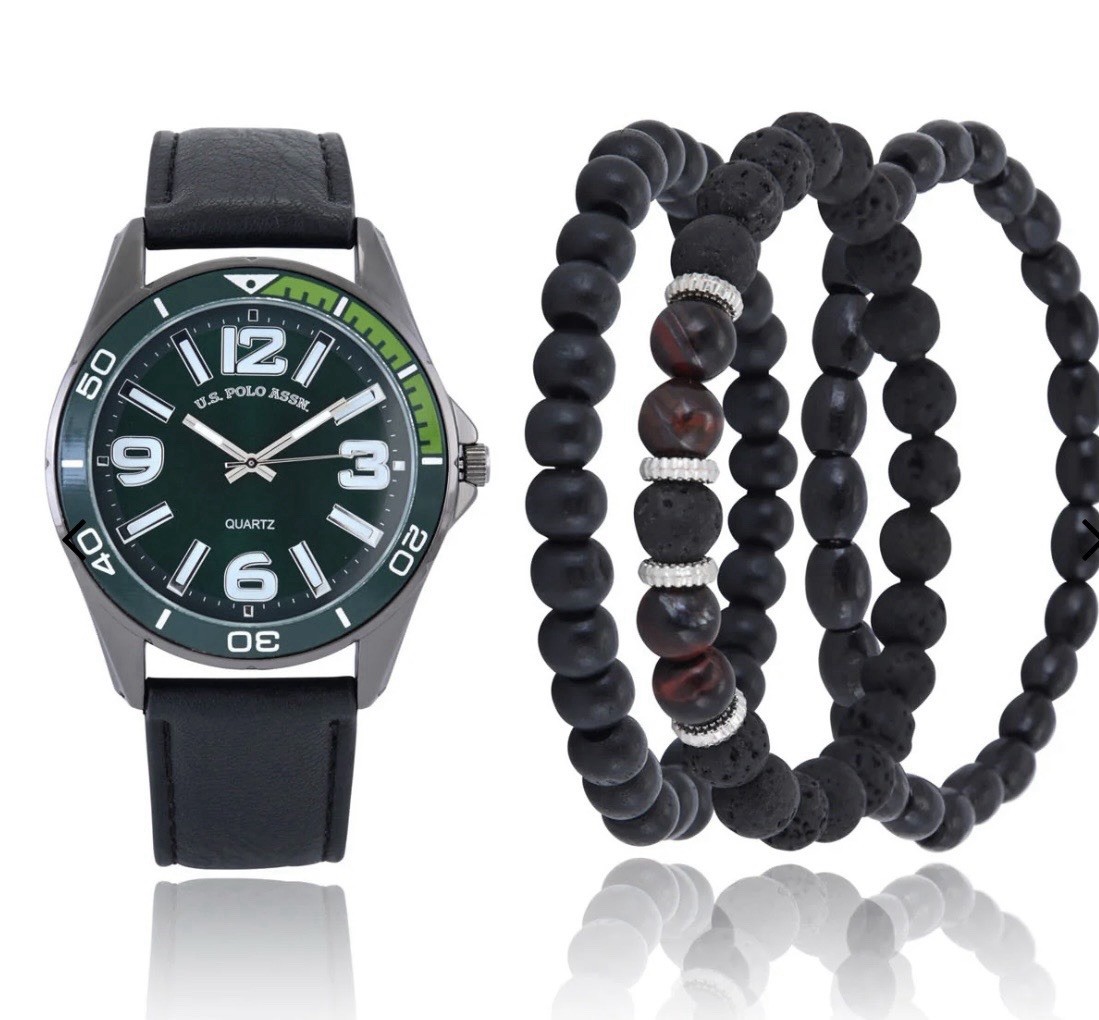 Us Polo Assn. Mens Watch Stackable Black Strap