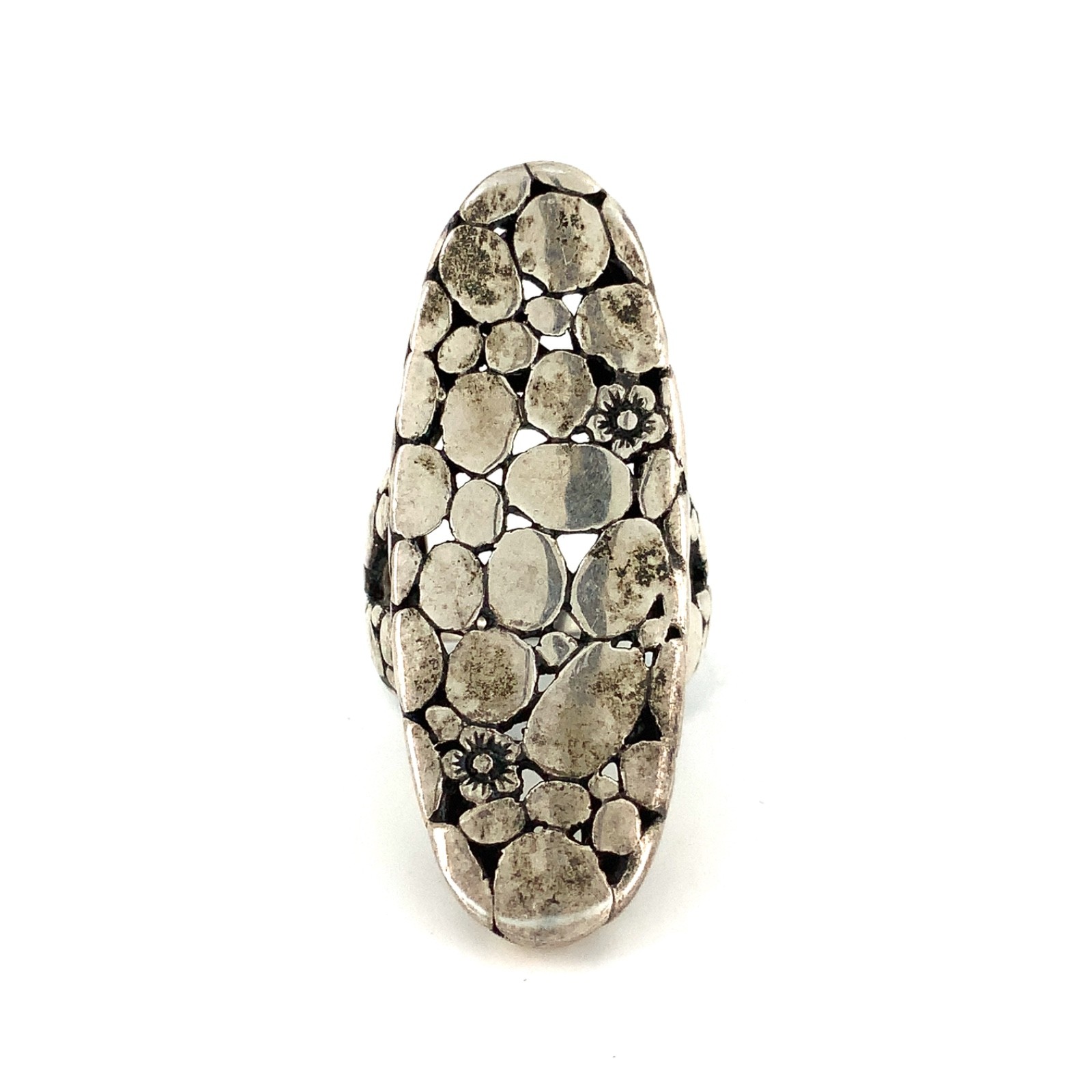 Bangkok Ratnaraj Jewelers BBJ Vintage Sterling Silver Pebble Saddle Ring Sz. 7
