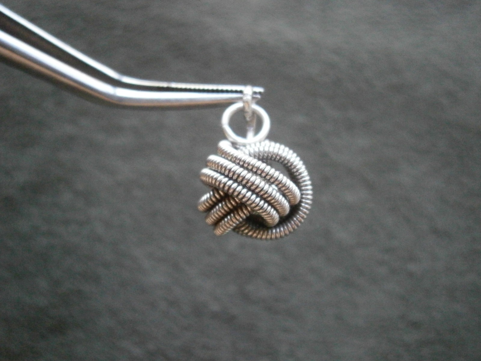 French Knot Love Knot Vintage Sterling Silver Bracelet Charm Pendant 3.0g