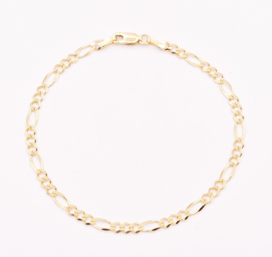 3.5mm Royal Figaro Solid Link Ankle Bracelet Anklet Real 10K Yellow Gold 8″-12″
