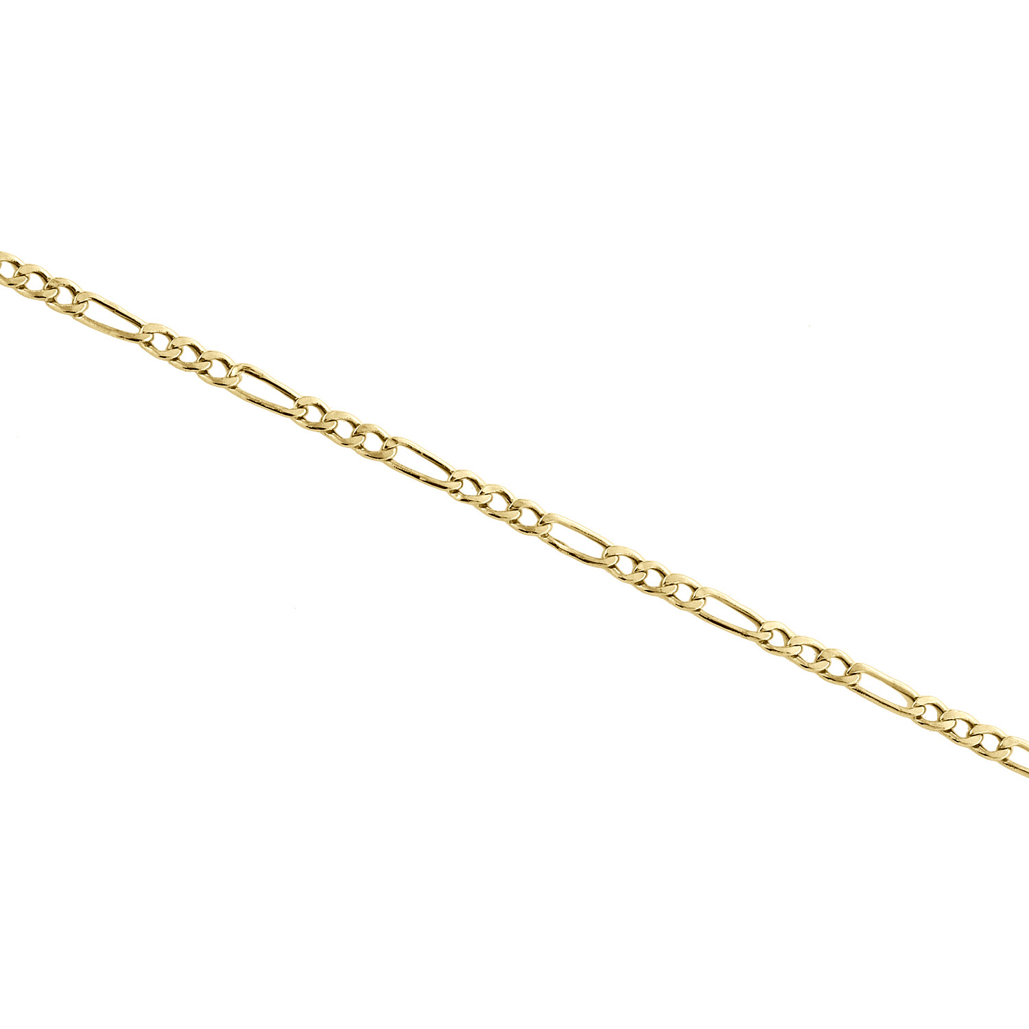 Real 10K Yellow Gold 2mm Hollow Plain Fiagro Link Bracelet / Anklet 7-10 Inches